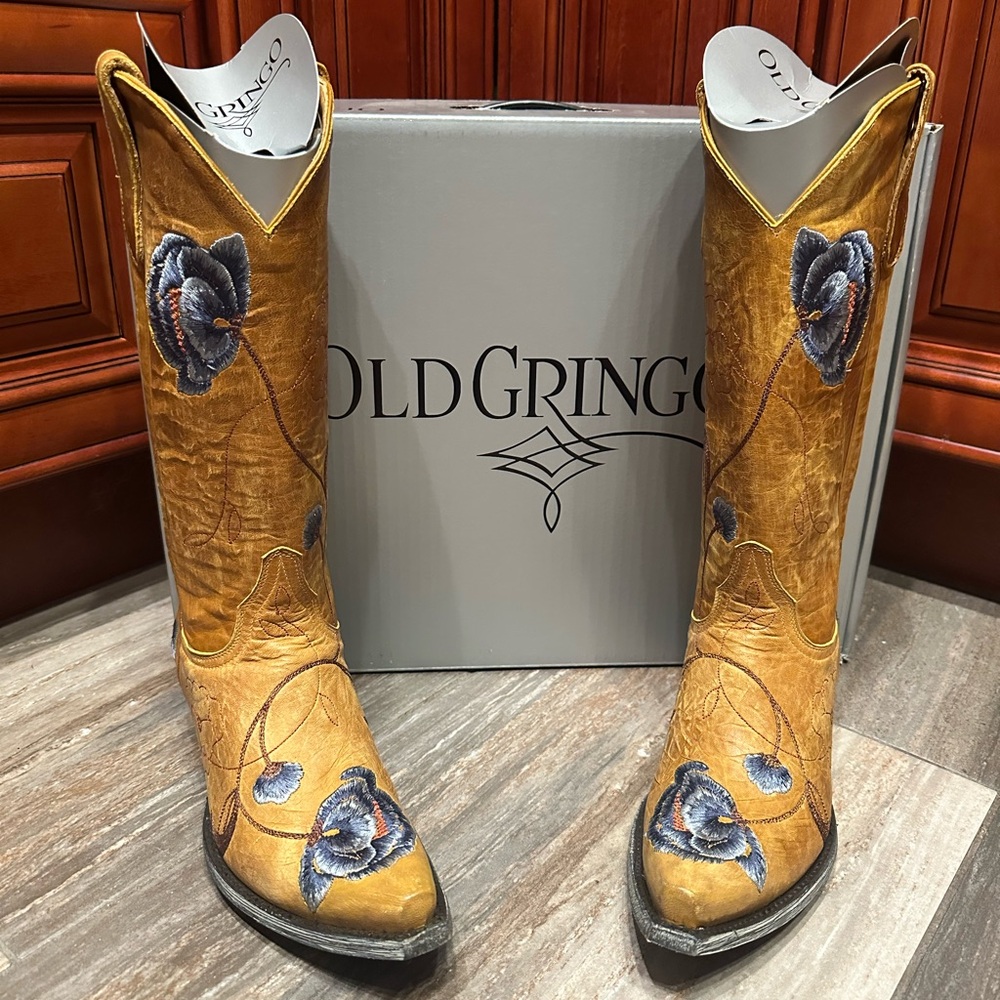 Old Gringo Marsha Butter Cowboy Boots Floral Embroidery Flower Western Rare - Picture 2 of 8